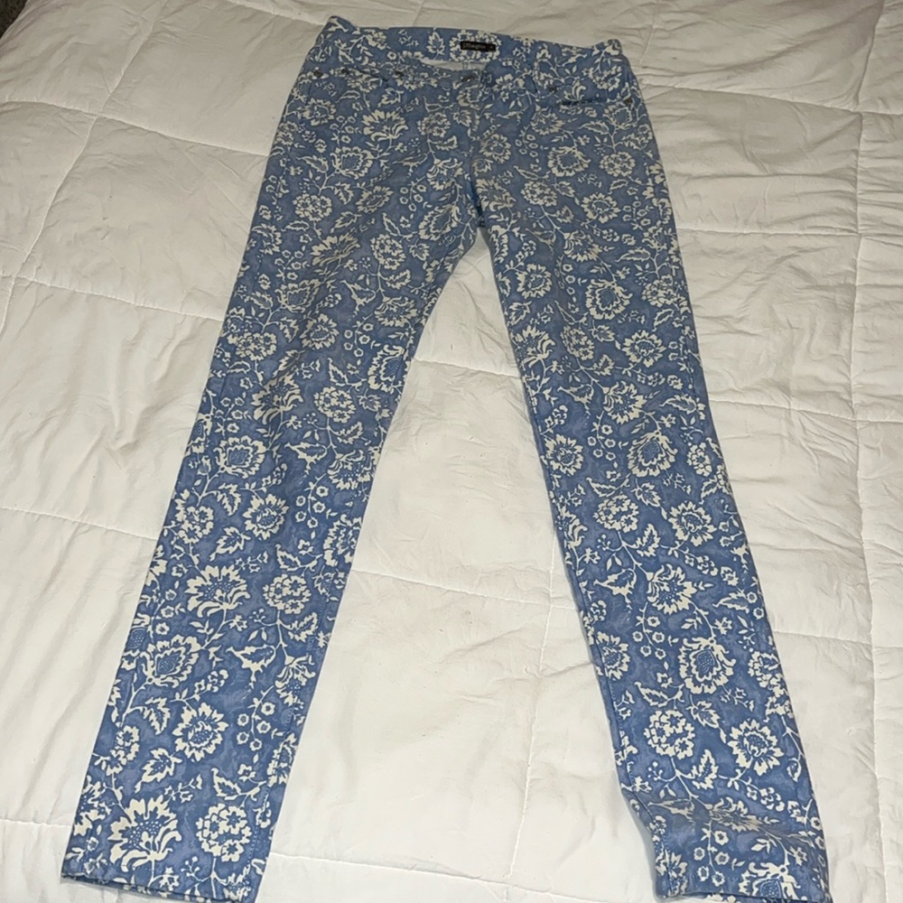 J. McLaughlin blue and white  floral print jeans size 4 EUC!